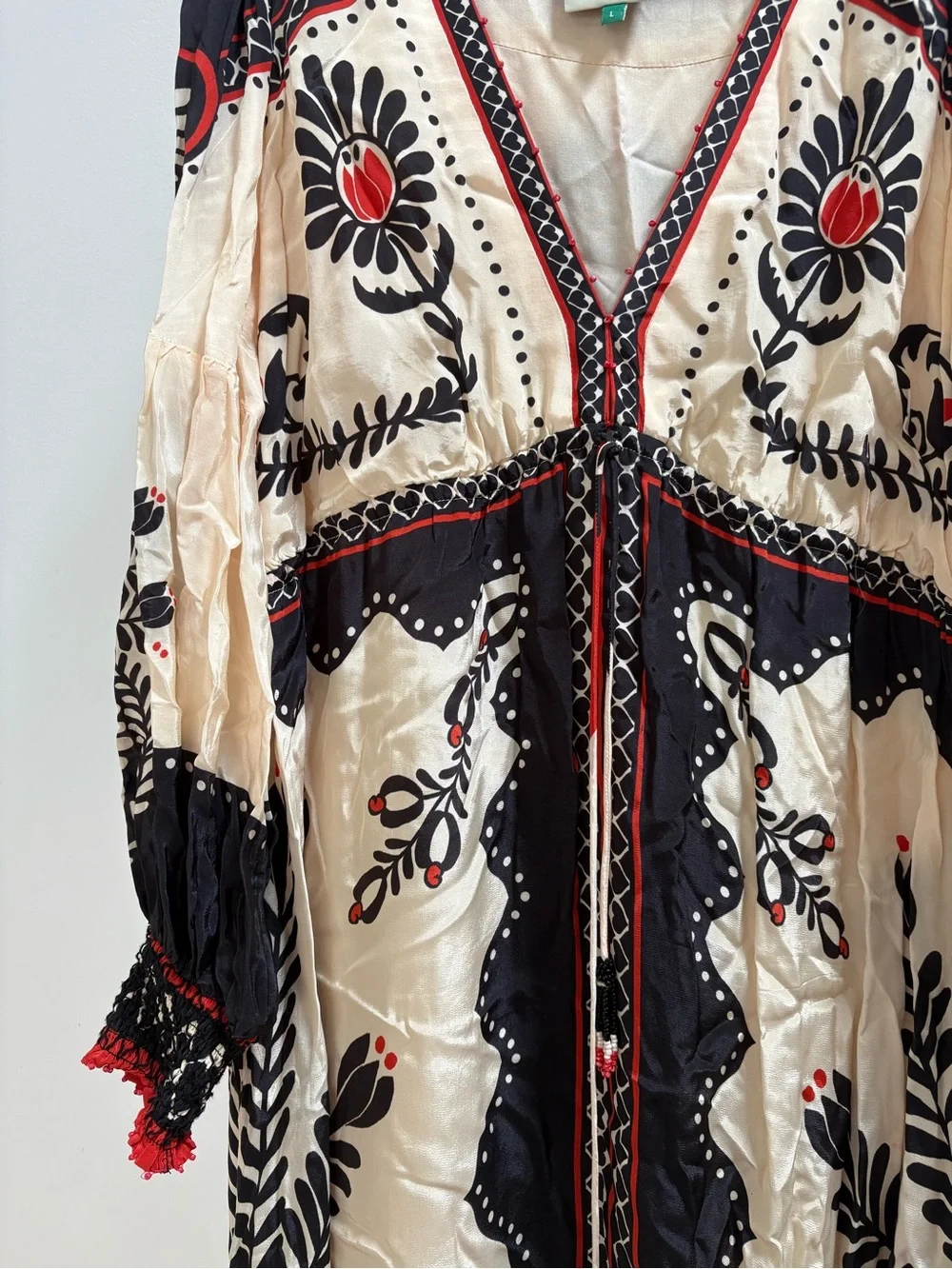 FARM Rio Cream Maxi Dress with Black & Red Embroidery - Picture 3 of 5